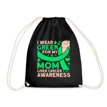 I wear green for my mother liver cancer - Drawstring Bag - black - Front
