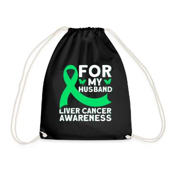 For my husband liver cancer - Drawstring Bag - black - Front