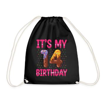 C’est mon 14e anniversaire | Saupoudrer des | à thème - Sac de sport léger - noir - Devant