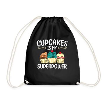 Cupcakes Is My Superpower | Cupcake Shirt | - Drawstring Bag - black - Front