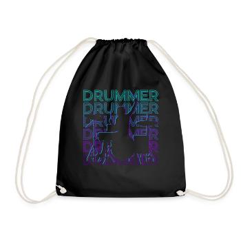 Schlagzeuger Retro Geschenk - Turnbeutel - Schwarz - Vorne