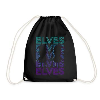 Elves Elf Retro Gift - Drawstring Bag - black - Front