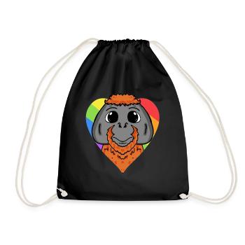 Urangutan Lgbt Regenbogen Farben - Turnbeutel - Schwarz - Vorne