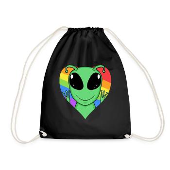Alien Lgbt Regenbogen Farben - Turnbeutel - Schwarz - Vorne