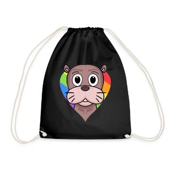 Seelöwe Lgbt Regenbogen Farben - Turnbeutel - Schwarz - Vorne
