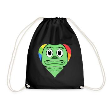 Krokodil Lgbt Regenbogen Farben - Turnbeutel - Schwarz - Vorne