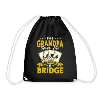 Grandpa loves his grandchildren and Bridge - Drawstring Bag - black - Front