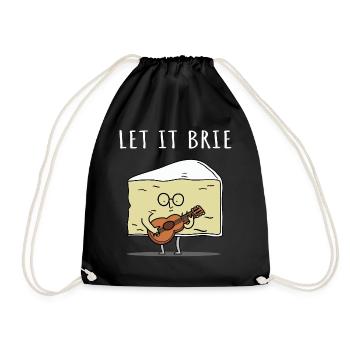 Let It Brie Cheese Musician with Guitar - Drawstring Bag - black - Front