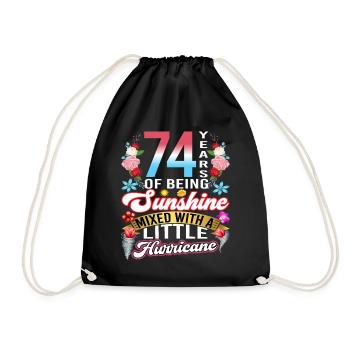 74 years of sunshine mixed with a small - Drawstring Bag - black - Front
