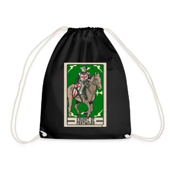 Ritter der Münzen Tarotkarte Wahrsagerei - Turnbeutel - Schwarz - Vorne