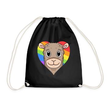 Lama Lgbt Regenbogen Farben - Turnbeutel - Schwarz - Vorne