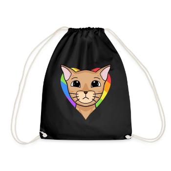 LGBT Katze Abessinierkatze Regenbogen - Turnbeutel - Schwarz - Vorne