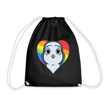 Pinguin Lgbt Regenbogen Farben - Turnbeutel - Schwarz - Vorne