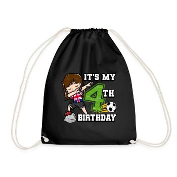 Fille de football C’est mon 4ème anniversaire - Sac de sport léger - noir - Devant