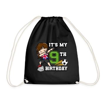 Fille de football C’est mon 9ème anniversaire - Sac de sport léger - noir - Devant