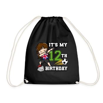 Fille de football C’est mon 12e anniversaire - Sac de sport léger - noir - Devant