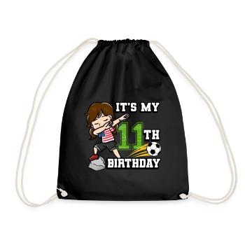 Soccer Girl It's My 11th Birthday American - Drawstring Bag - black - Front