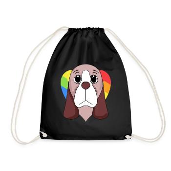 Basset Hound Hund - Turnbeutel - Schwarz - Vorne
