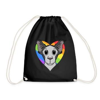 LGBT Cat Oriental Shorthair Rainbow - Drawstring Bag - black - Front