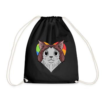 LGBT Cat Maine Coon Rainbow - Drawstring Bag - black - Front