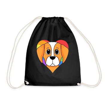 LGBT Hund Epagneul Breton Regenbogen - Turnbeutel - Schwarz - Vorne