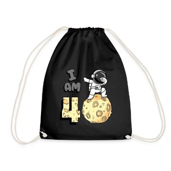 I am 4 room astronaut child Moon Walker 4. - Drawstring Bag - black - Front