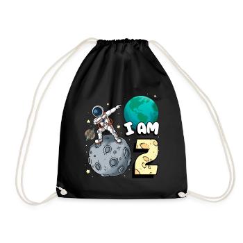 I am 2 room astronaut child Moon Walker 2. - Drawstring Bag - black - Front
