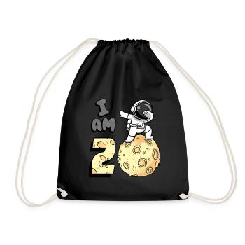 I am 2 room astronaut child Moon Walker 2. - Drawstring Bag - black - Front