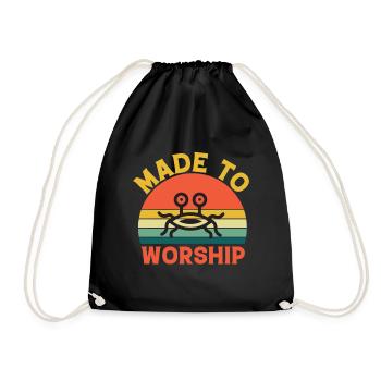 Flying Spaghetti Monster Pastafarianism FSM - Drawstring Bag - black - Front