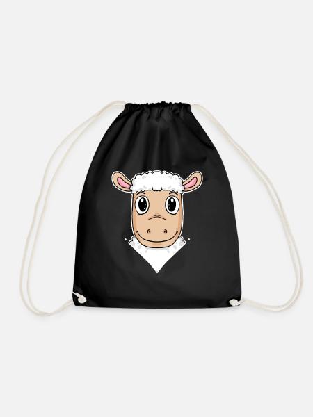 Sheep Illustration - Drawstring Bag - black