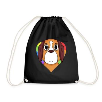Bernhardiner Hund Regenbogen Herz - Turnbeutel - Schwarz - Vorne