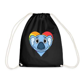 LGBT Tier Koala Regenbogen - Turnbeutel - Schwarz - Vorne