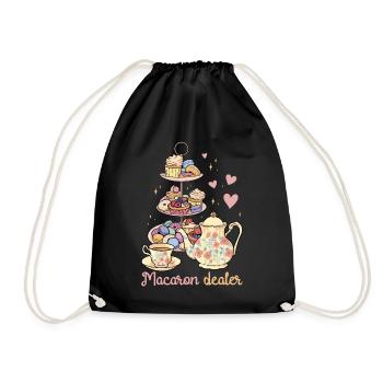Macaron Dealer | Bake Tshirt | Pastry lovers - Drawstring Bag - black - Front