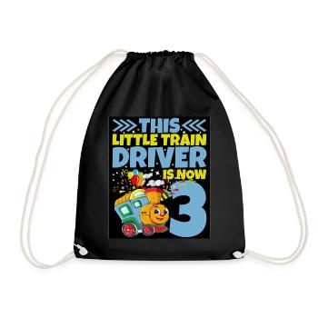 3ème anniversaire ce petit conducteur de train a maintenant 3 ans - Sac de sport léger - noir - Devant
