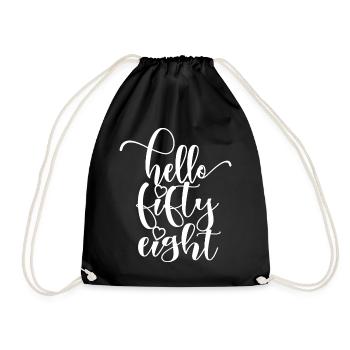 Hello Fifty Eight Cute 58 Years Old Birthday - Drawstring Bag - black - Front