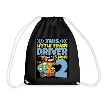 2ème anniversaire ce petit conducteur de train a maintenant 2 ans - Sac de sport léger - noir - Devant