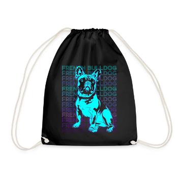French Bulldog Retro - Drawstring Bag - black - Front