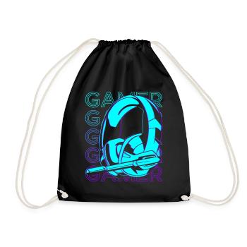 Gamer Video Gaming Casque Casque Rétro - Sac de sport léger - noir - Devant