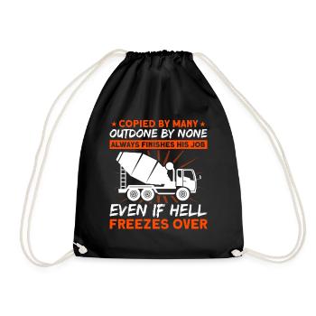 Always brings his work to the end of hell frozen - Drawstring Bag - black - Front