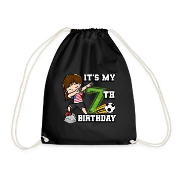 Soccer Girl It's My 7th Birthday American - Drawstring Bag - black - Front