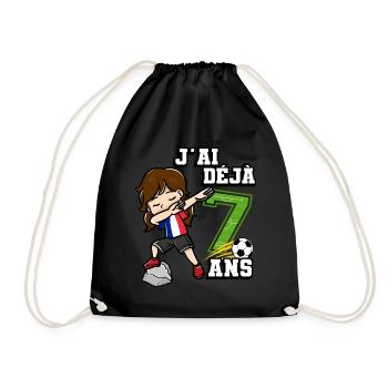 Football Girl It Is My 7th Birthday - Drawstring Bag - black - Front