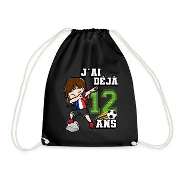 Fille de football C’est mon 12e anniversaire - Sac de sport léger - noir - Devant