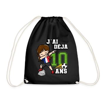 Fille de football C’est mon 10e anniversaire - Sac de sport léger - noir - Devant
