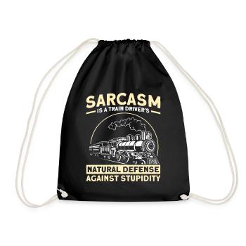 Sarcasm natural defense of a train driver - Drawstring Bag - black - Front