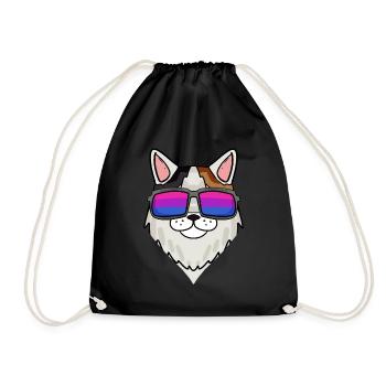 Bisexual Turkish Van Cat Gift - Drawstring Bag - black - Front