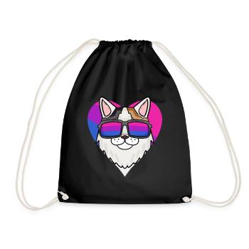 Bisexual Turkish Van Cat Gift - Drawstring Bag - black - Front