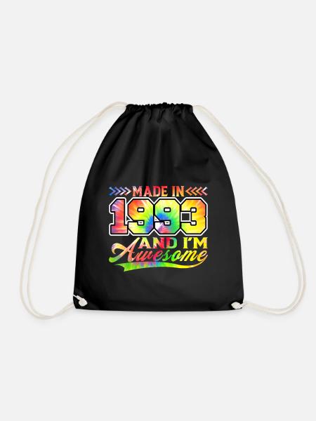 Made In 1993 Und Ich Bin Awesome Tie Dye Bunte - Turnbeutel - Schwarz