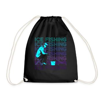 Eisfischen Fischer Retro - Turnbeutel - Schwarz - Vorne