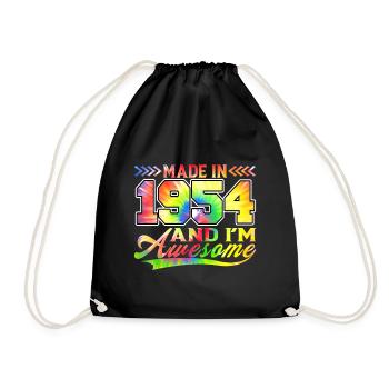 Made In 1954 And I Am Awesome Tie Dye Colorful - Drawstring Bag - black - Front