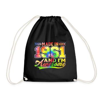 Fabriqué en 1961 et je suis génial Tie Dye coloré - Sac de sport léger - noir - Devant